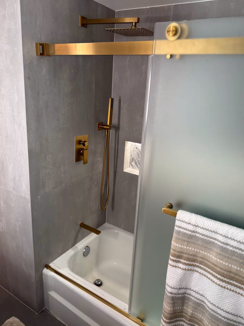 Full gut bathroom remodel shower view by Forged Builds El Paso TX